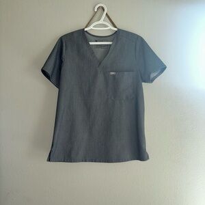 Figs Gray V-Neck Short Sleeve Scrub Top